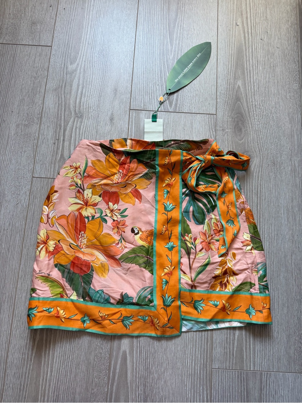 Farm Rio Birds Mini Wrap Skirt Canto Dos Passaros tropical vibrant colorful - Picture 4 of 10